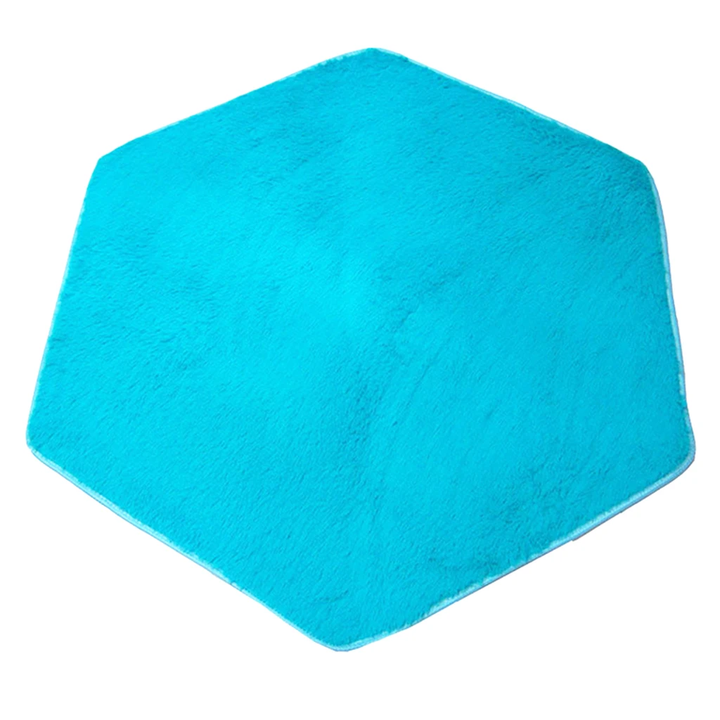 Hexagonal Rug Pad Mat ?for Kids Playhouse Play Tent Cushion Floor Mat, Children Room Home Decor (Blue, 55.12x47.24inch)