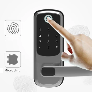 

Electronic Smart Door Lock with Bluetooth Digital Touchscreen Keypad Fingerprint + 2pcs Card