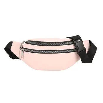 

Unisex Double Zipper Waist Pack PU Leather Crossbody Chest Bag Cellphone Pouch X7XC