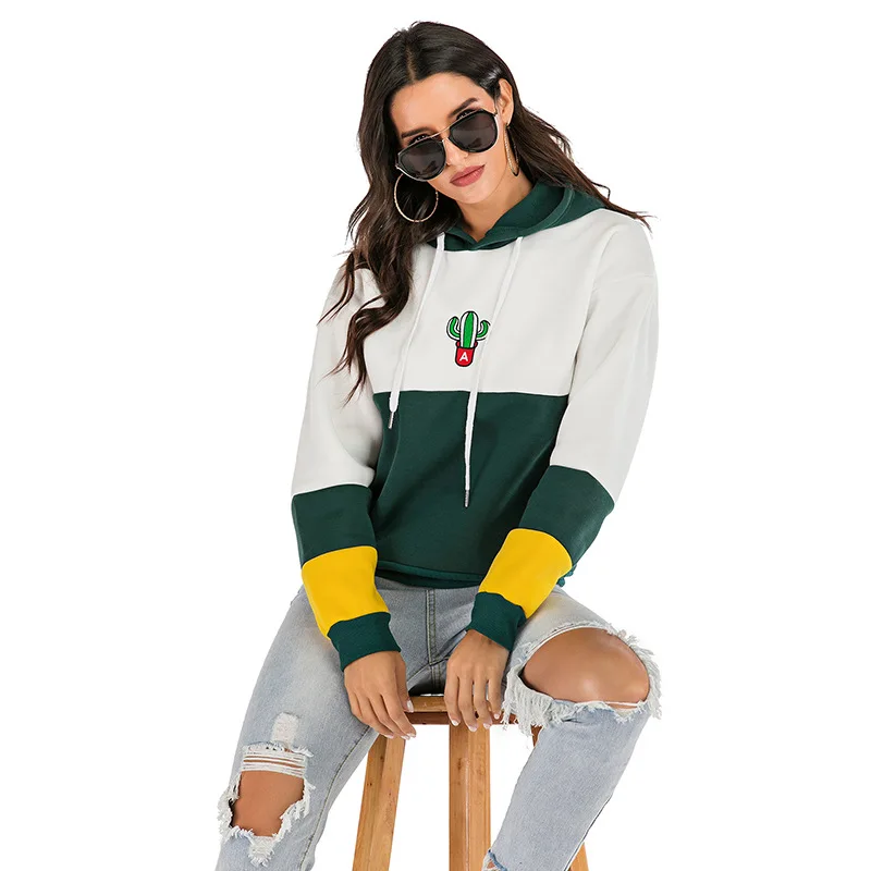 

Sweatshirt Women Fall 2020 Women Clothing Cotton Casual Patchwork Pullovers Hooded Womens Winter Tops Long Sleeve Hoodies