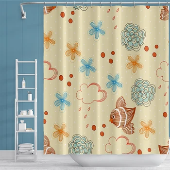 

Cartoon Animal Flower Shower Curtains Bird Waterproof Polyester Fabric Bath Screen Curtain for Home Decoration Bathroom Curtain