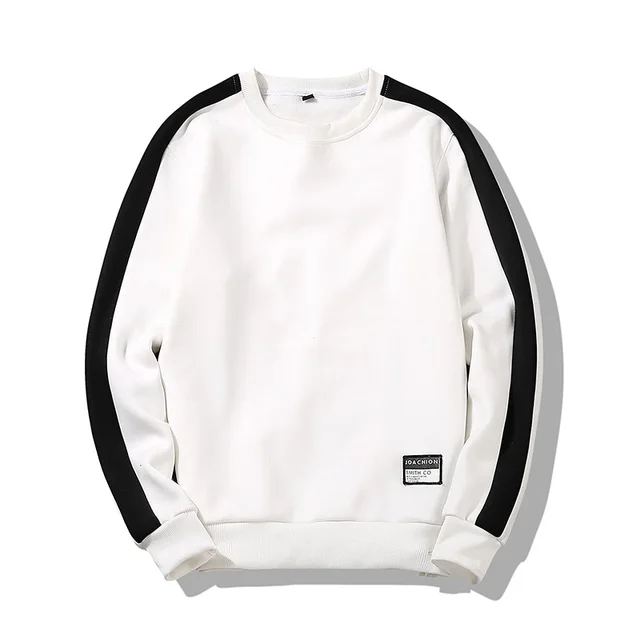 Men’s Sweatshirt Hip Hop Brand Fashion Patchwork O-Neck Long SleevesTop Blouse Hoodie Male Black White Loose casual Sweatshirts
