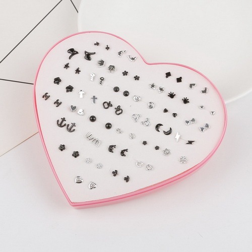 Multi-style Colorful Animal Heart Star Moon Geometric Crystal plastic Stud Earring Set For Women Girls Jewelry Gifts