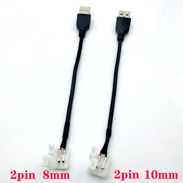 5pcs 2pin 18cm cable led strip connector 8mm/10mm led connector to