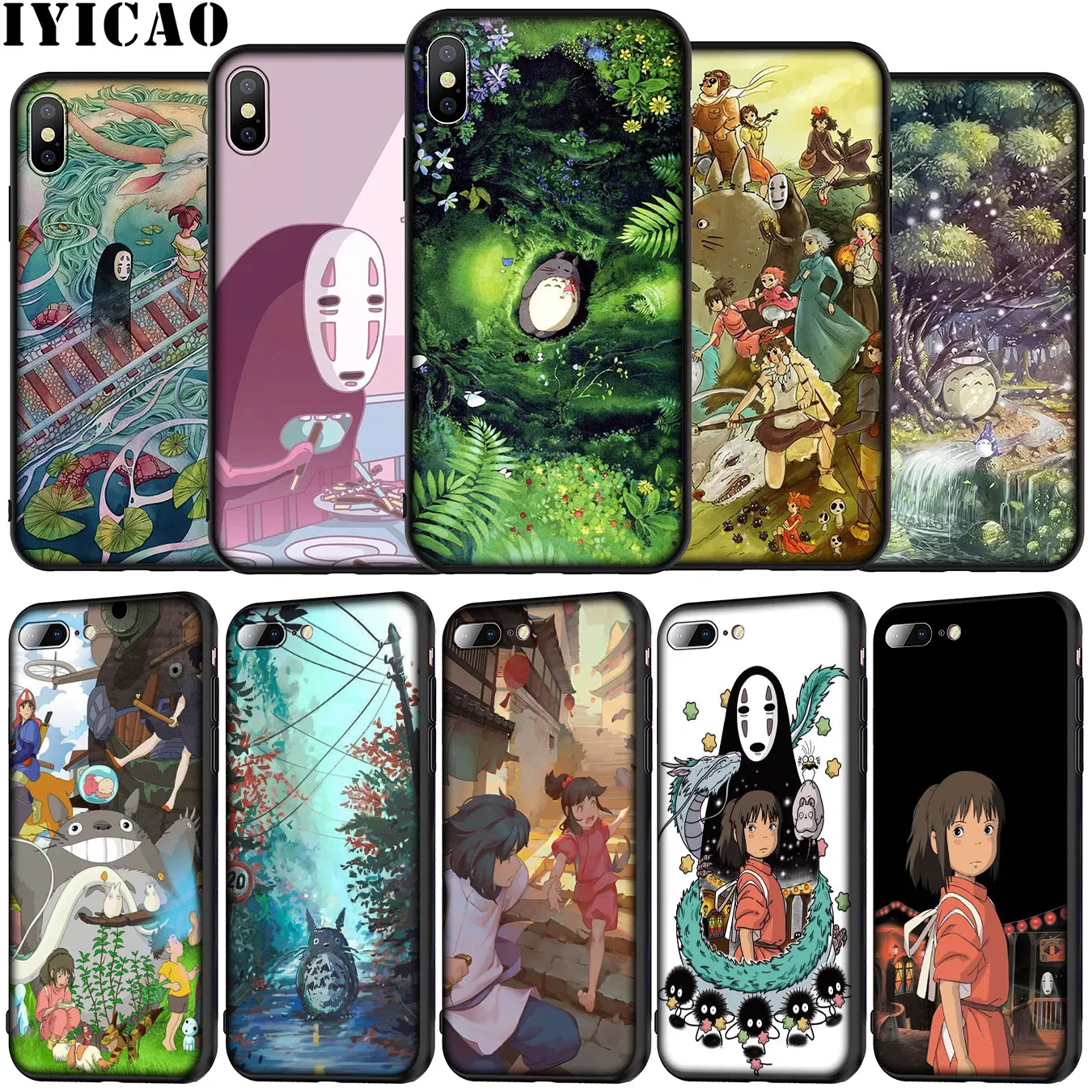 Studio Ghibli Spirited Away Totoro Soft Silicone Phone Case for iPhone 12 Mini XR X XS 11 Pro Max 5 5S SE 6 6S 7 8 Plus Cover | Мобильные