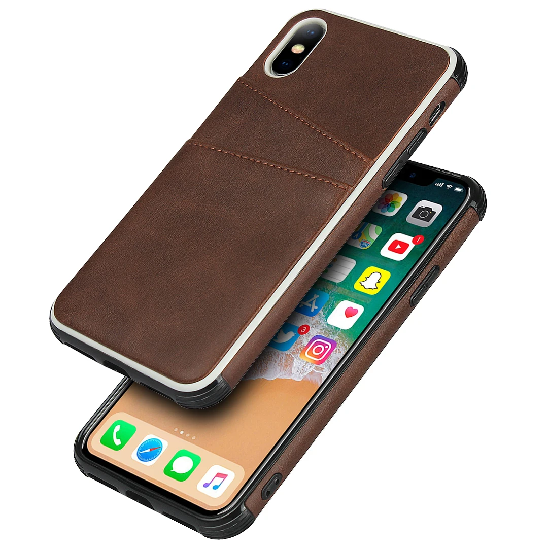 Из искусственной кожи держатель для карт кошелек чехол для Iphone Xs Max Xr 8 7 6 6s Plus противоударный силиконовый бампер чехол для телефона для Apple Xr Xsmax - Цвет: Coffee DongTao CK
