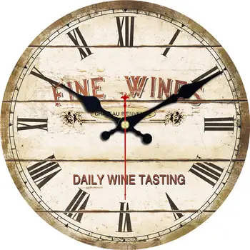 

RIHE 6-16 Inch Fine Wines Wooden Cardboard Wall Clock,Silent & Non-Ticking Feature,Antique Style For Kitchen Office Home