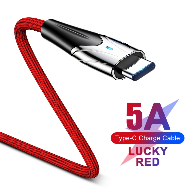 Joyroom 5A usb type-C кабель для быстрой зарядки типа C Быстрая зарядка usb кабель для светодиодного зарядного устройства для Xiaomi samsung зарядный кабель для передачи данных - Цвет: 5ARed