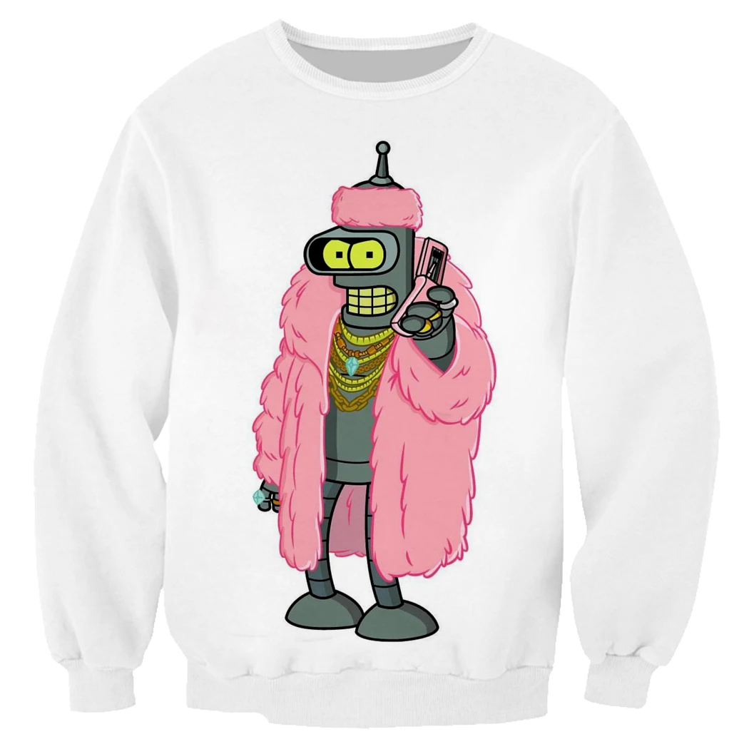 Толстовки с 3D принтом с героями мультфильмов Futurama Harajuku, мужские пуловеры, толстовки с длинным рукавом и круглым вырезом, уличная одежда с капюшоном, Sudaderas 5XL