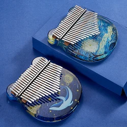 Transparent Kalimba Acrylic 17 Key Thumb Piano Finger Piano Gift with Tuner Hammer Stick Kalimba Case Rainbow Kalimba