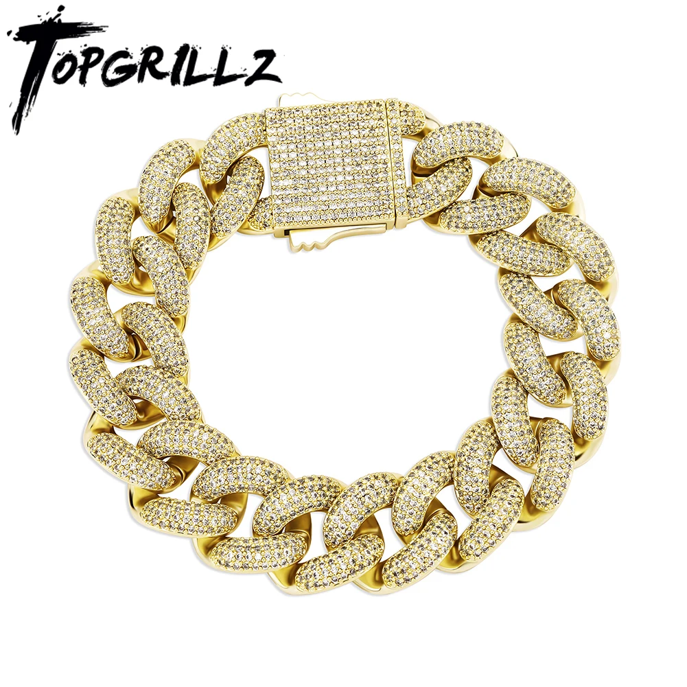 

TOPGRILLZ, 18 мм, мужской браслет, весна, Майами, застежка, кубинское звено, браслет, ледяной зубец, Установка AAA + CZ, цепочка, ювелирные изделия в стиле хип-хоп
