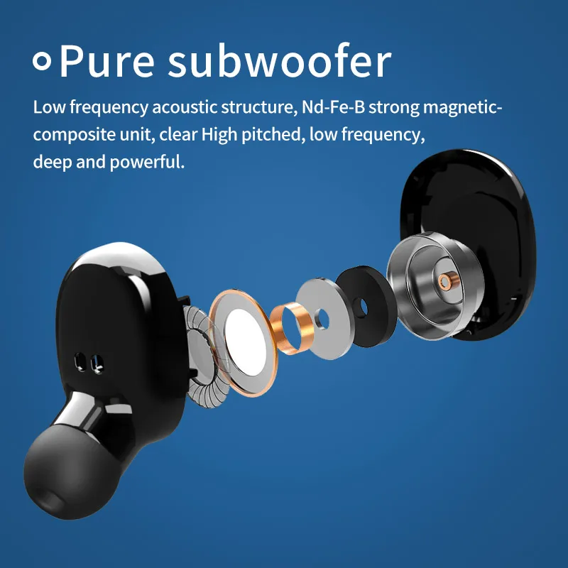 TEBAURRY TWS, беспроводные наушники Bluetooth 5,0, наушники 6D, стерео басовые наушники, мини Беспроводные наушники с емкостью 2200 мАч