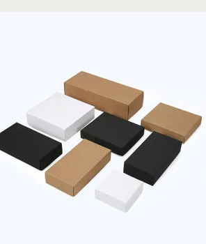 

10pcs Kraft Black White Cardboard Box With Lid Kraft Paper Blank Carton Box DIY Craft Gift Packaging Boxes