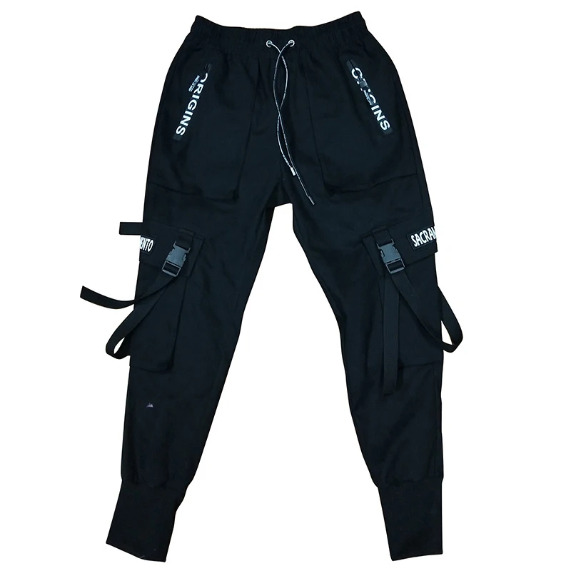 Новые хип-хоп Джоггеры мужские черные гарем карго Брюки с несколькими карманами ленты мужские спортивные брюки уличная повседневные мужские брюки 3XL