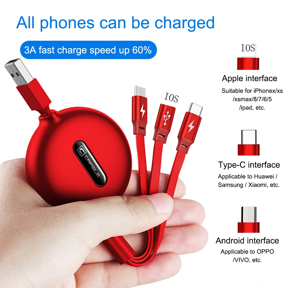 3 в 1 USB кабель Micro usb type C для iPhone X 8 7 6 XR крест дизайн Выдвижной зарядный кабельный провод для huawei samsung Xiaomi