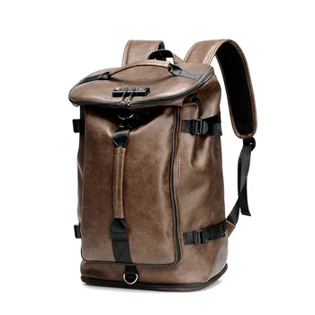 

2020 New Quality PU Men's Multifunctional Travel Backpack Men's College Retro Japanese Student Bag Korean Simple Computer Bag