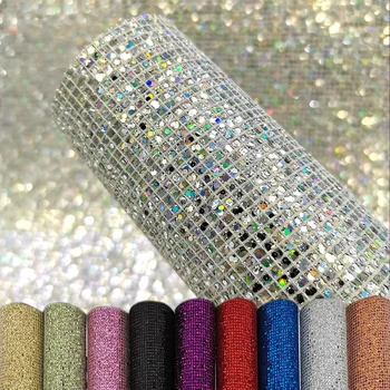 

20x30cm Glitter Grid Sequin Faux Leather Sheets PU Leather Fabric for Needlework DIY Hair bow Bags Sewing Clothing Accessories