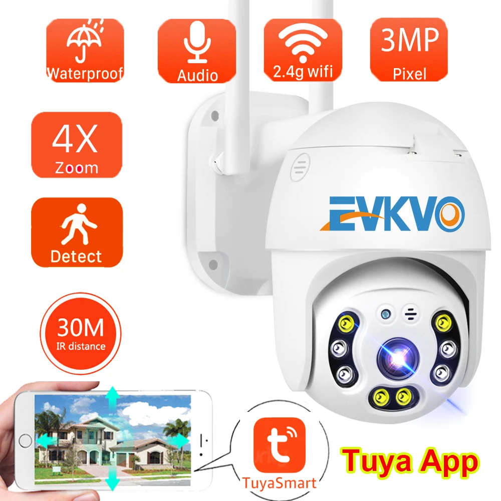 

3MP Tuya Smart Life Motion Detection PTZ Cam 1296P HD Waterproof Outdoor IP Camera WiFi Security Camera CCTV Surveillance Camera