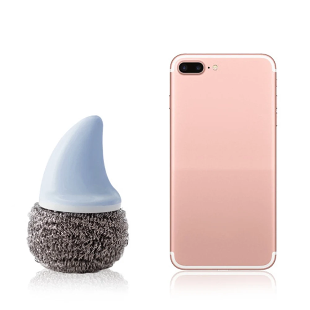 Nordic blue Многоразовая Нержавеющая сталь очиститель для мячей пластиковая ручка акулы кухонная щетка Чистка посуды Инструмент Бытовая чистящее приспособление с ручкой щетка - Цвет: Nordic blue