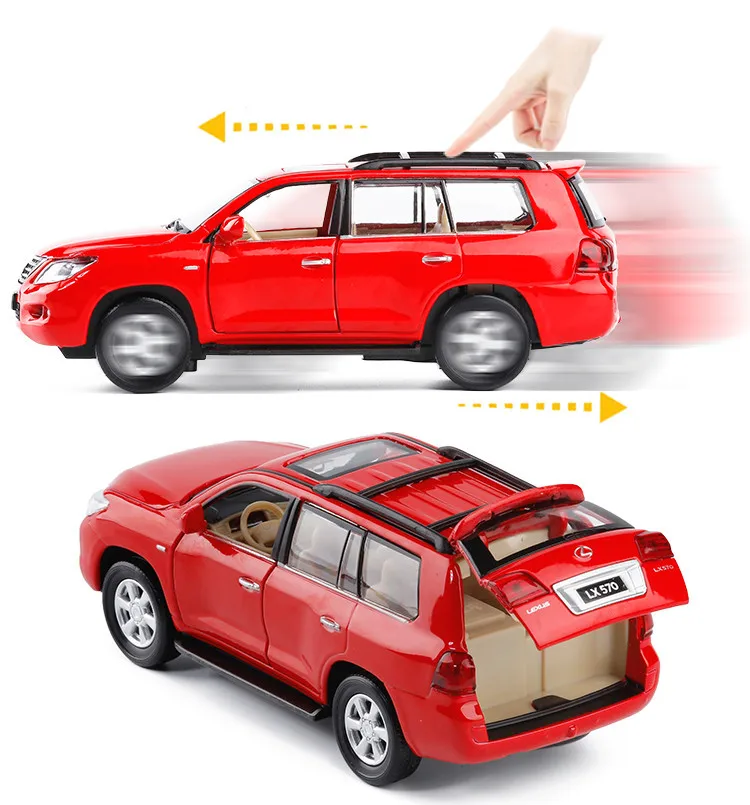 Подарок из бутика 1:32 LX570 роскошная модель из сплава SUV, имитация литого металла 3 двери звук и свет оттягивающаяся назад Модель