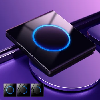 

luxury LED light push button switches Glass panel Wall power light switch with indicator light 1 2 3 4 gang 1 2 way 220V