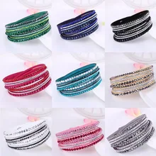 Многослойный Кристалл фланелетовый браслет простой браслет в стиле панк брошь из горного хрусталя для девочек браслет для женщин ювелирные изделия подарок вечерние аксессуары