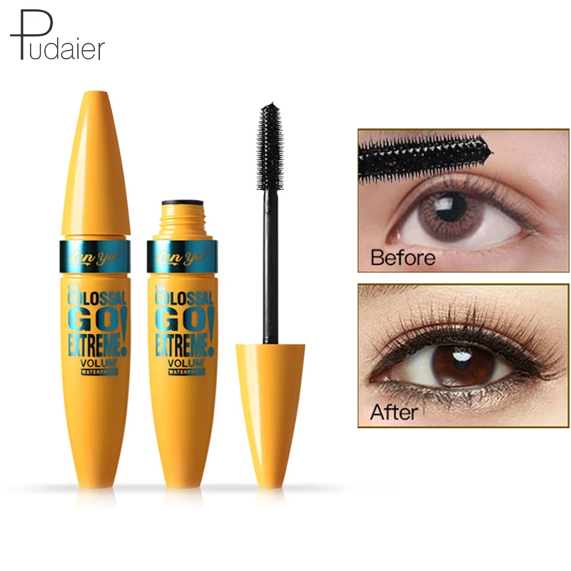 Pudaier ресницы Mascaras макияж водонепроницаемый Rimel быстросохнущая завивка Удлиняющая уплотняющая Черная 3D для наращивания ресниц Maquillage