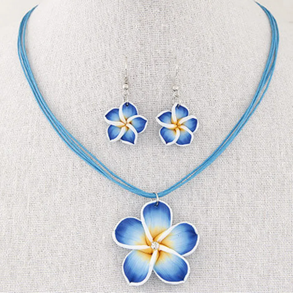Гавайи Frangipani набор ювелирных изделий с цветочным дизайном из полимерной глины