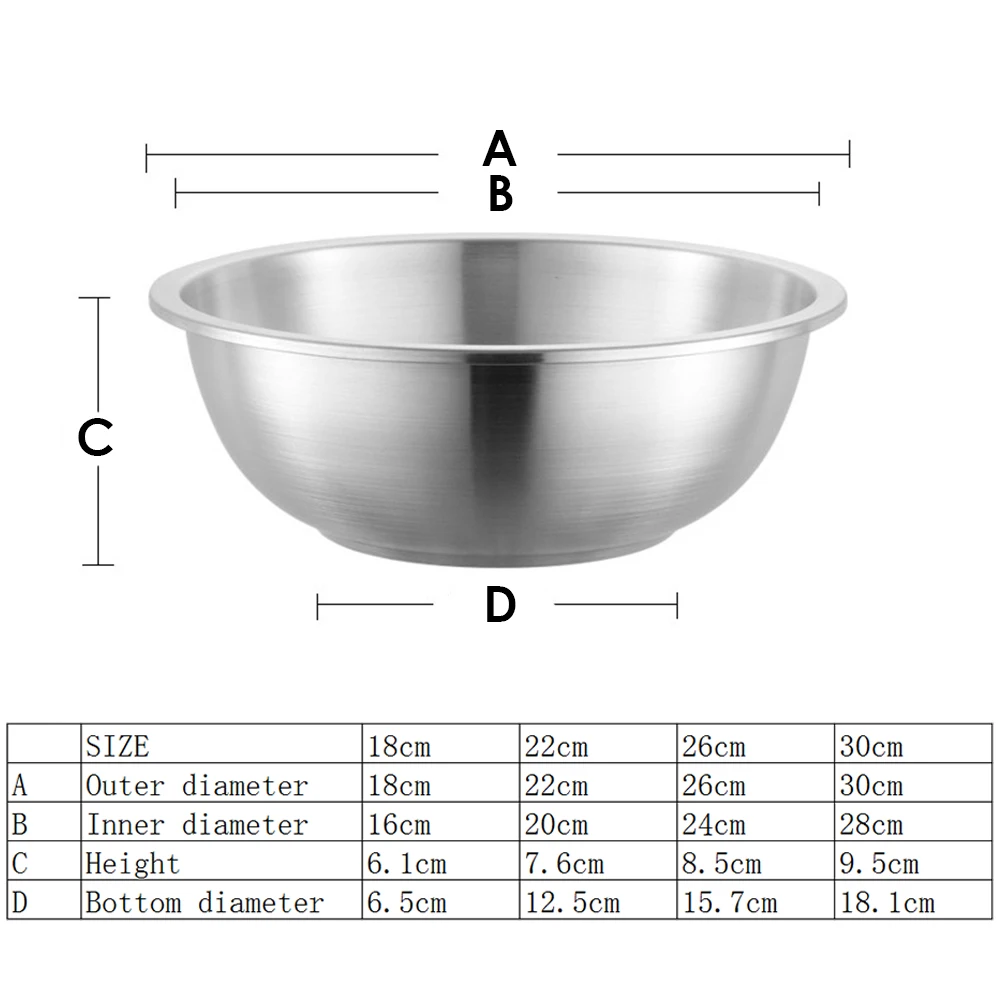 Новая раковина из нержавеющей стали 304 утолщенная Салатница суповая миска круглая Корейская кухонная суповая миска диаметр 18 см 22 см 26 см 30 см