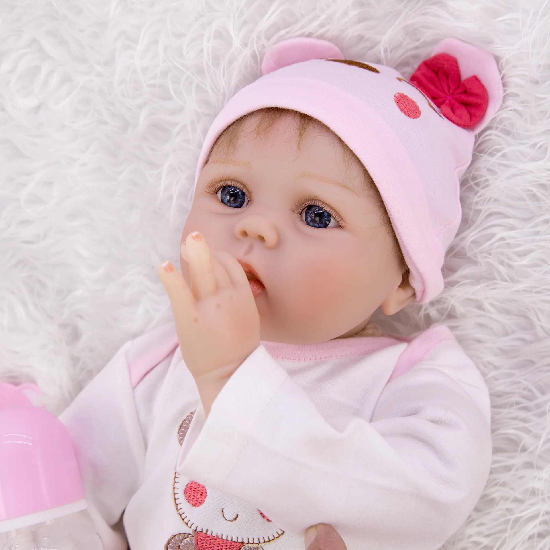 

Lifelike 55CM/ 43cm Soft Body Silicone Reborn Baby Doll Toy Like Alive girls Princess Birthday Gift Fashion Present
