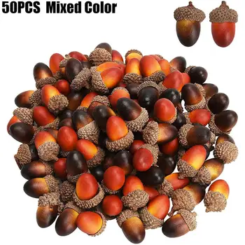 

50Pcs Artificial Acorn Fake Nutty For Garden Party Christmas Autumn Decoration Noel Kerstmis- Thanksgiving