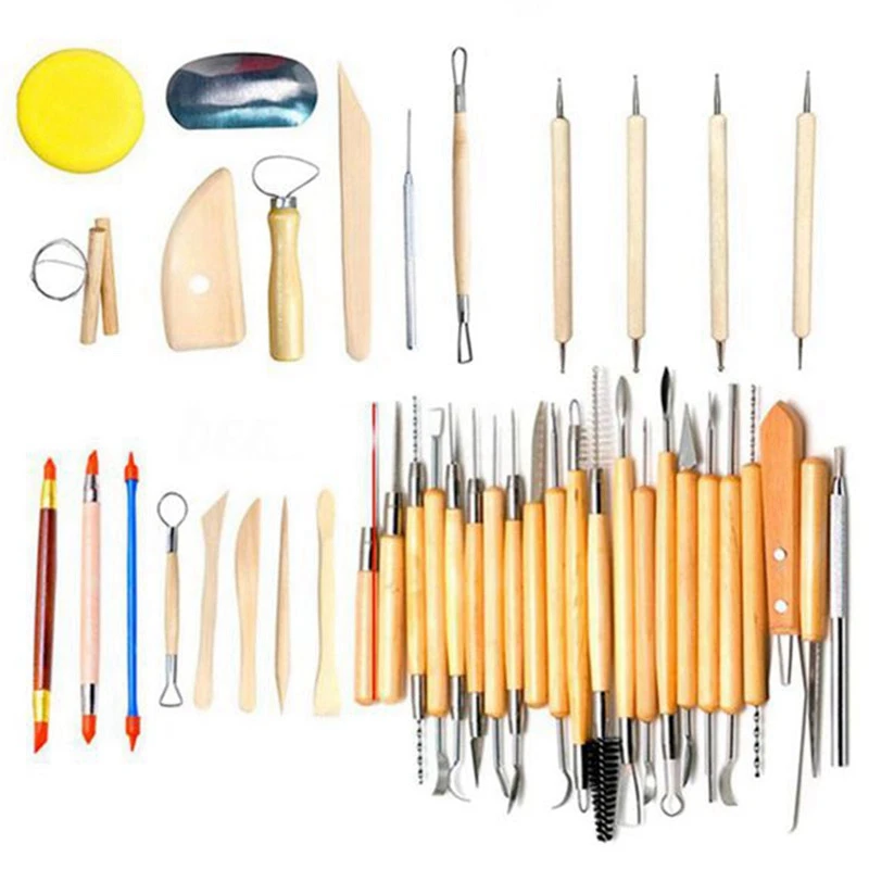 

51 Pcs Arts Crafts Clay Sculpting Tools Pottery Carving Tool Set Pottery &Amp Ceramics Wooden Handle Modeling Clay Tools