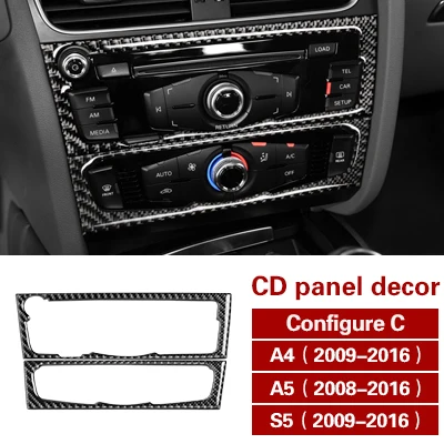 Для Audi A4 A5 S5 углеродное волокно центральной консоли CD панель наклейка покрытие на автомобиль крышка для воздуховода отделка навигации украшение интерьера автомобиля - Название цвета: CD Panel Config C