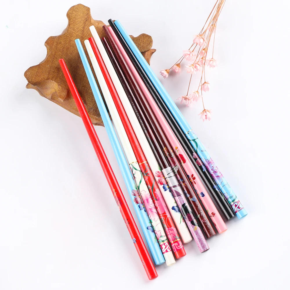 Handmade Hair stick Vintage Painting hairpin Colorful Natural wood for women Japanese hairpin Wood Chinese hair stick 2Pcs/Set