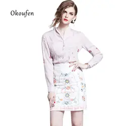 Okoufen/Осенняя Женская юбка для путешествий, модная Тяжелая промышленная Вышивка, белая сумка, лыжная короткая юбка ZX0218