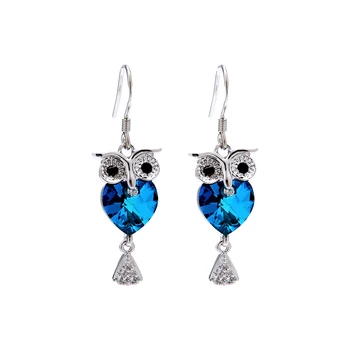 

1 Pair Creative Cute Mini owl Earrings luxurious shine Design Female Ear Hooks Danglers Jewelry Gift