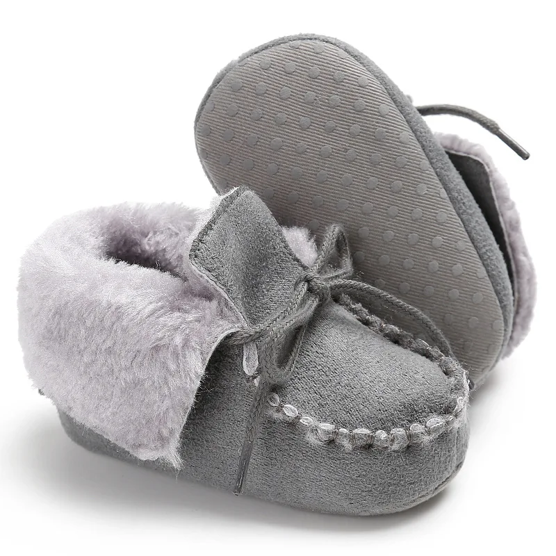 Теплые ботинки для новорожденных; зимние ботинки для малышей; обувь для маленьких девочек и мальчиков; меховые зимние ботиночки на мягкой подошве для детей 0-18 месяцев
