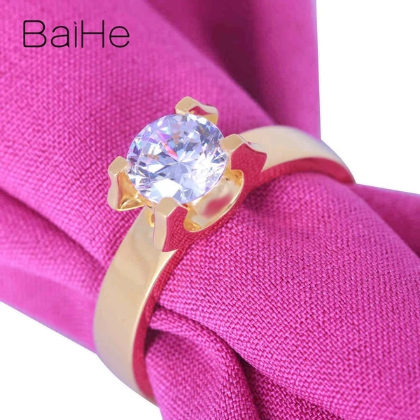 BAIHE Твердые 10 К желтого золота (AU585) 1.85CT сертифицированные, подлинные AAA Градуированные кубического циркония безупречные вечерние женские