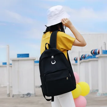 

Multifunctional Canvas Men's Backpack Simple College Student Embroidery Couple Schoolbag Wild Sweet Lady Travel Backpack