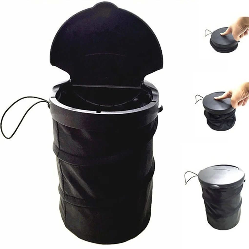 Car Trash Bin Cans Folding Waste Dust Holder Rubbish Cases Car Organizer Storage Bag Car Foldable Garbage Bucket