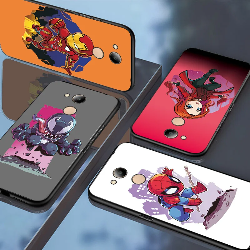 

For Huawei Honor 6C 7A Pro Case Honor 7C 7CRU 7A 8C marvel spiderman Q Version Black TPU Cover For Huawei Honor 9 8 10 Lite Case