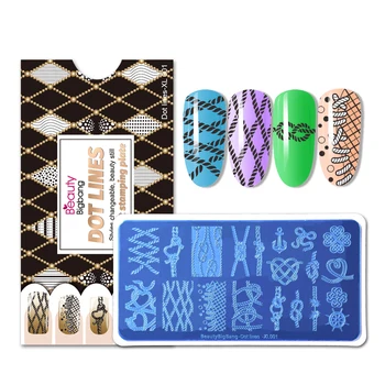 

BEAUTYBIGBANG 6*12cm Nail Art Stamping Plates Leopard Dot Lines Rope Geometric Nail Art Image Stencil Manicure Nail Templates