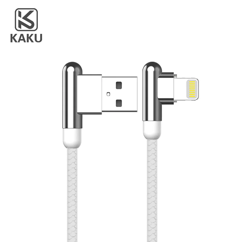 KAKU 90 градусов usb lightning Кабель для iPhone 11 Pro Max 3.2A Быстрая зарядка кабель синхронизации данных для освещения X Xr Xs Max 8 7 6 Plus - Цвет: Белый