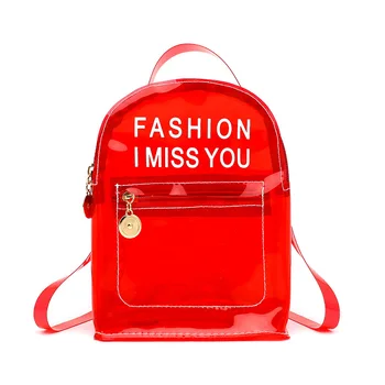 

2020 New Women Backpack Shoulder Jelly Bag Transparent Pvc Student Coin Purse