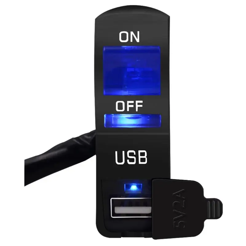 Универсальный 12 В Мотоцикл Руль USB зарядное устройство адаптер питания с мотоцикл светодиодный светильник переключатель для мобильного телефона планшета gps