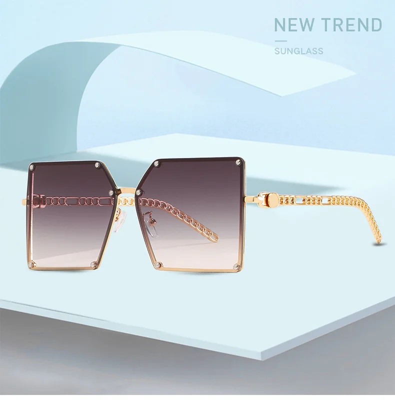 Luxury Square Sunglasses Women Brand Designer Travel Big Frame Sun Glasses Retro Fashion Gradient Lunette De Soleil Femme white sunglasses women