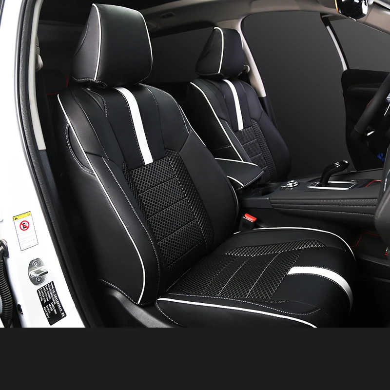 black white nopillow Lsrtw2017 Роскошный кожаный чехол на сиденья в салон автомобиля для maval F7 F7x дышащие аксессуары - Название цвета: black white nopillow