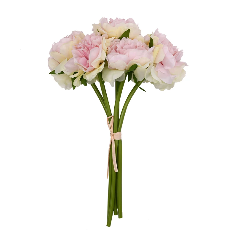 8cm 5Heads Hydrangea Artificial Flowers High Quality Silk Blooming Peony Fake Flower White Wedding Flowers Bouquet Home Decor