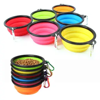 

4 In Portable Travel Collapsible Silicone Pets Bowl Food Water Feeding Free Foldable Cup Dish For Dogs Cat Drop Shipping