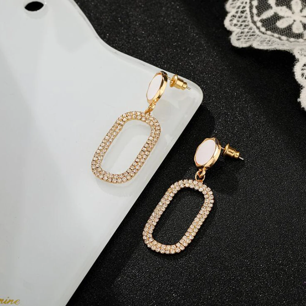 S925 Stud Earrings Бренд Grace Jun, европейские и американские Стразы в виде ракушки, геемтрические квадратные серьги-клипсы и серьги-гвоздики для женщин, Новинка - Окраска металла: S925 Stud Earrings